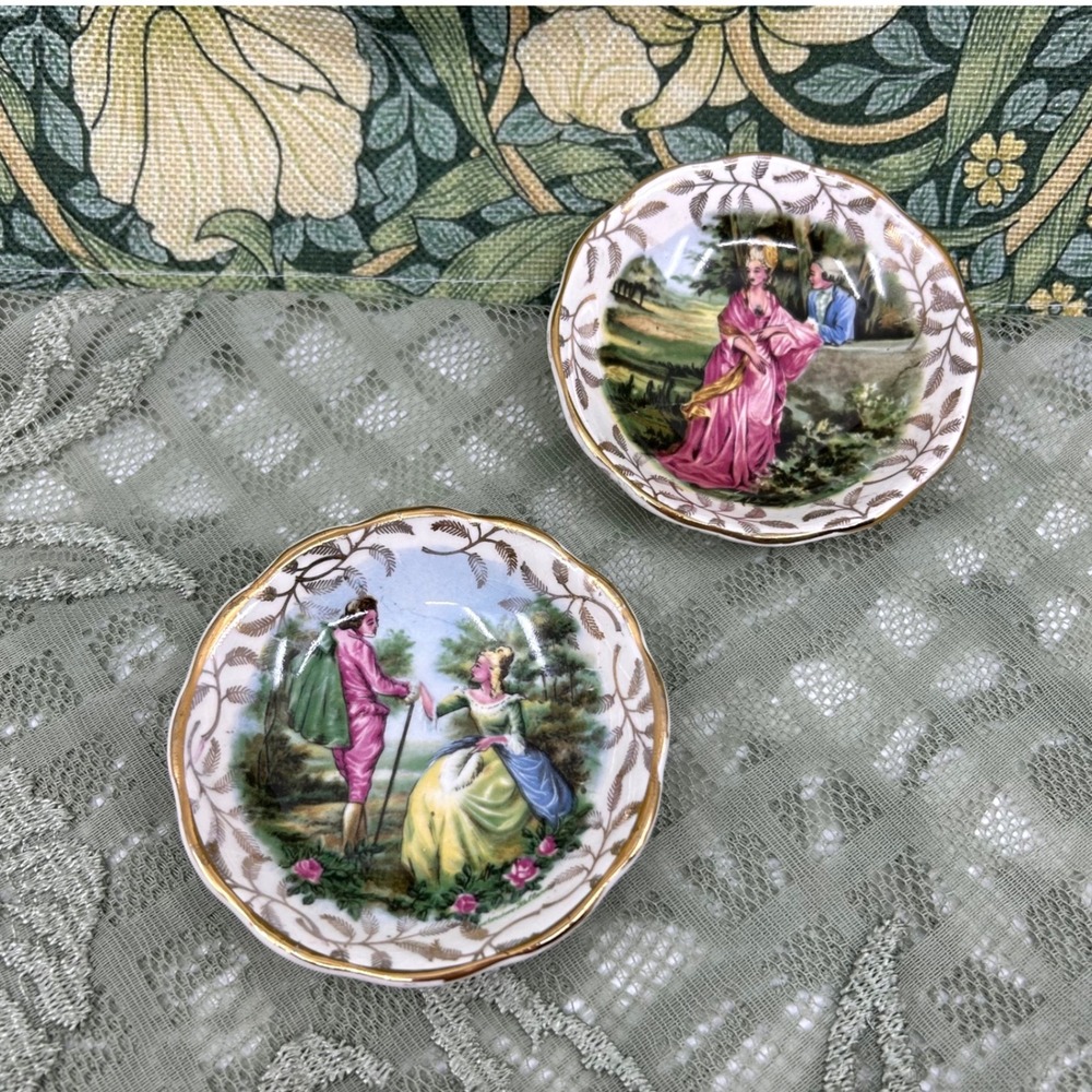 Vintage Courting Scene Butter Pat Dish James Kent Romance Series Trinket Dish